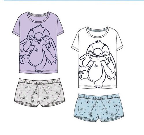 Stitch - Pijama corto de verano para mujer Blanco S