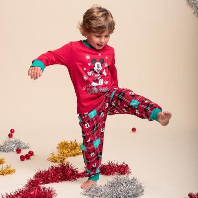 Mickey - Pijama largo de invierno para nio con motivos navideos Rojo 6A