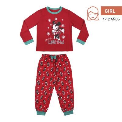 Mickey - Pijama largo de invierno para niña con motivos navideños Rojo 8A