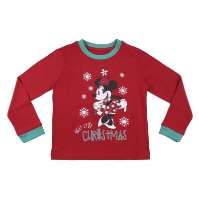 Mickey - Pijama largo de invierno para niña con motivos navideños Rojo 8A