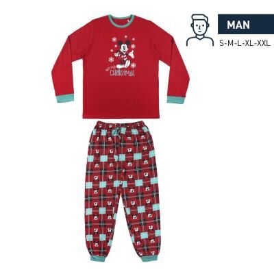 Mickey - Pijama largo de invierno para hombre con motivos navideos Rojo L