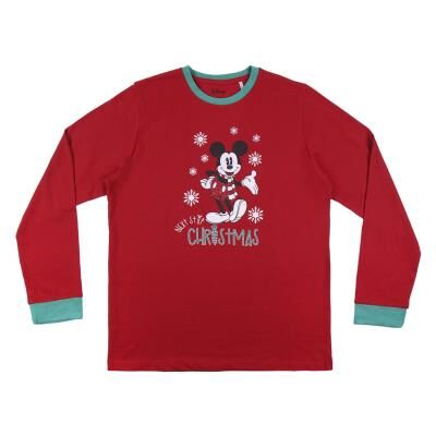 Mickey - Pijama largo de invierno para hombre con motivos navideos Rojo L