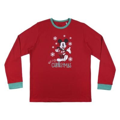 Mickey - Pijama largo de invierno para hombre con motivos navideños Rojo XL