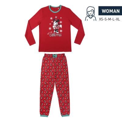 Mickey - Pijama largo de invierno para mujer con motivos navideños Rojo S