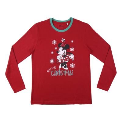 Mickey - Pijama largo de invierno para mujer con motivos navideños Rojo S