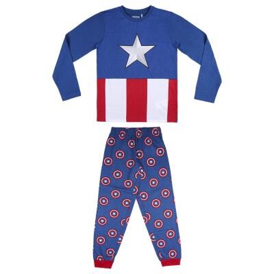 Avengers - Pijama largo juvenil de Capitn Amrica Azul oscuro 10A