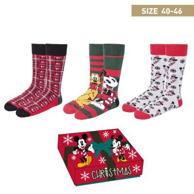 Mickey - Pack de 3 calcetines para adulto con motivos navideos