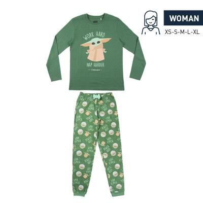 The Mandalorian - Pijama largo dos piezas single jersey para mujer Verde XS