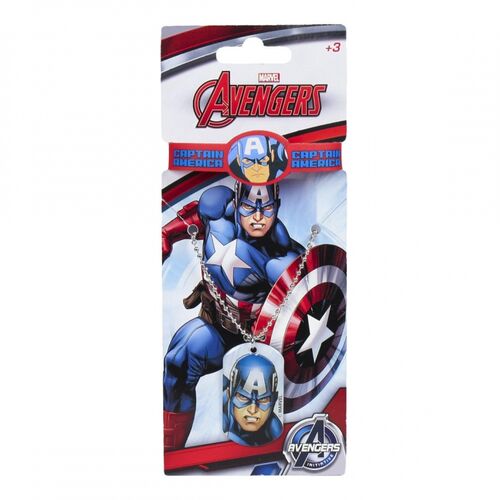 Avengers - Pack de pulsera y colgante con chapa Capitn Amrica