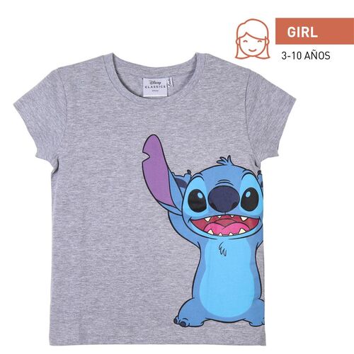 Stitch - Camiseta corta single jersey niña Gris 3A