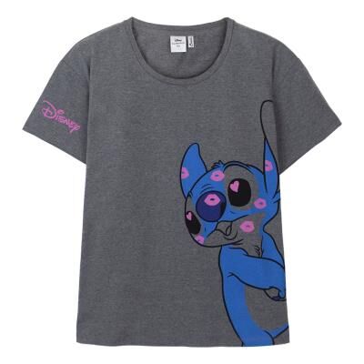 Stitch - Camiseta corta single jersey mujer Gris S