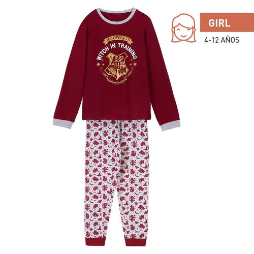 Harry Potter - Pijama largo single jersey algodn de nia Granate 6A