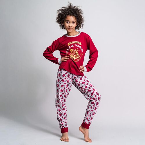 Harry Potter - Pijama largo single jersey algodón de niña Granate 6A