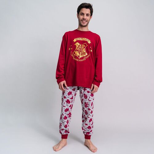 Harry Potter - Pijama largo single jersey algodón para hombre Granate S