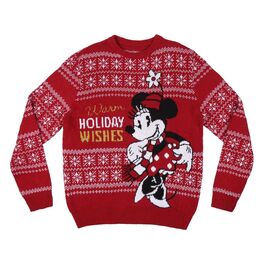 Minnie - Jersey de punto rojo para mujer con decoraciones navideas