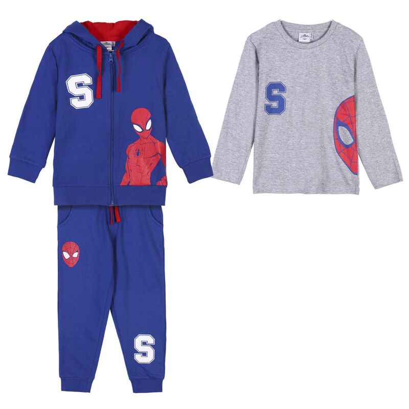 Spiderman - Chandal de algodón conjunto de 3 piezas Azul oscuro 2A