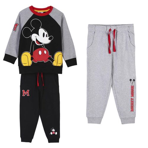 Mickey - Chandal de algodón conjunto de 3 piezas Negro 2A