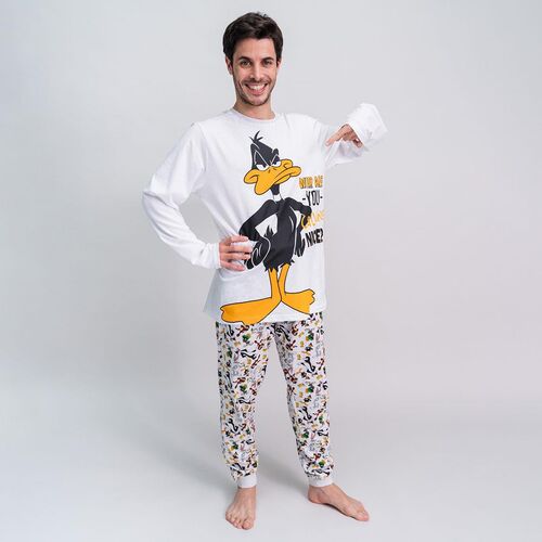 Looney Tunes - Pijama largo adulto hombre Pato Lucas Gris S