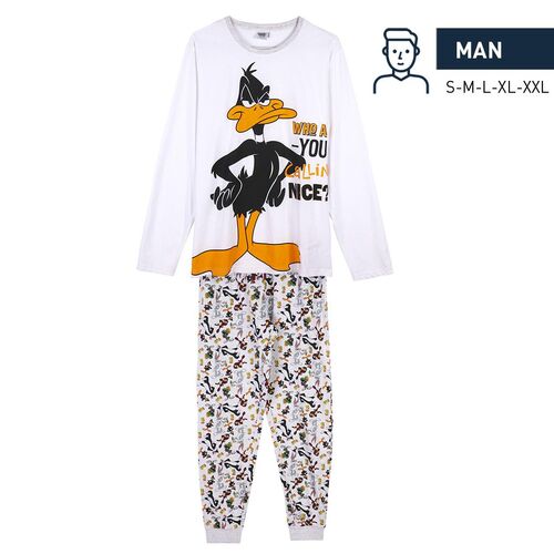 Looney Tunes - Pijama largo adulto hombre Pato Lucas Gris S