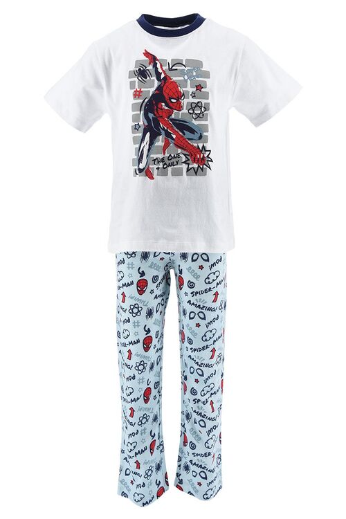 Spiderman - Pijama de verano nio con pantaln largo y camiseta corta Azul claro 3A