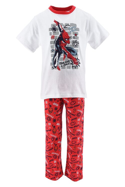 Spiderman - Pijama de verano nio con pantaln largo y camiseta corta Rojo 3A