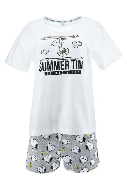 Snoopy - Pijama corto de verano mujer Blanco S