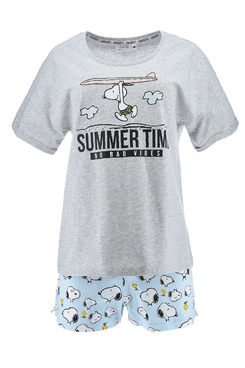 Snoopy - Pijama corto de verano mujer Gris S