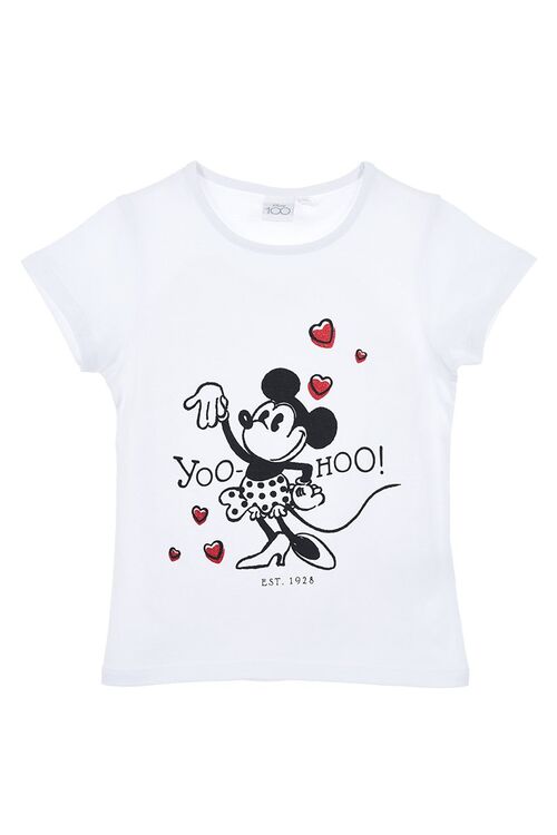 Minnie - Camiseta de manga corta verano nia 100 aniversario Blanco 3A