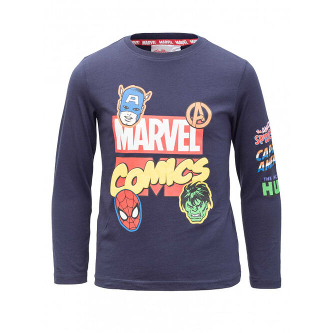 Avengers - Camiseta manga larga infantil nio con logo Marvel Comics Azul oscuro 4A