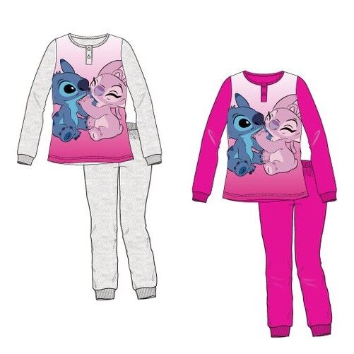 Stitch - Pijama largo invierno interlock Lilo en caja infantil niña Rosa 4A  - Gallaecia Shop