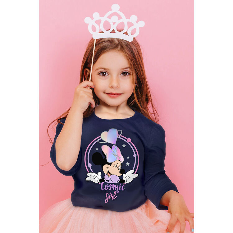 Minnie - Camiseta de manga larga infantil nia Azul oscuro 3A