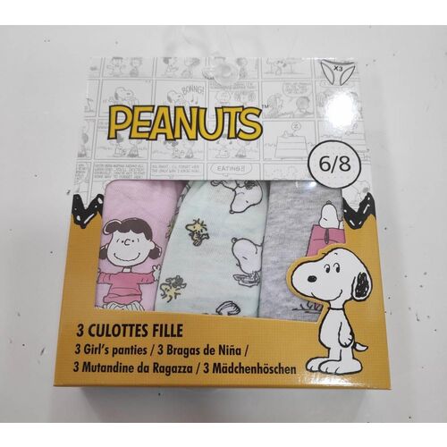 Snoopy - Caja 3 bragas tipo culotte nia 2/3A