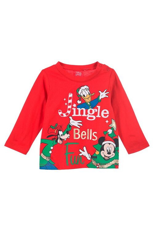 Mickey - Camiseta  baby Navidad manga larga Rojo 6 meses