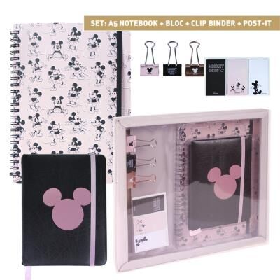 Mickey - Set libreta A5+ cuaderno+clips